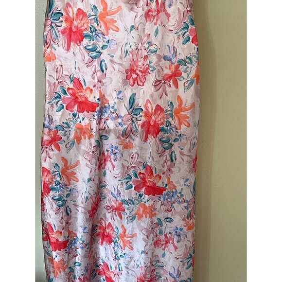 Floral  Maxi Slip Dress Small With Spaghetti Straps & Side Slit Small Coquette - Picture 5 of 11